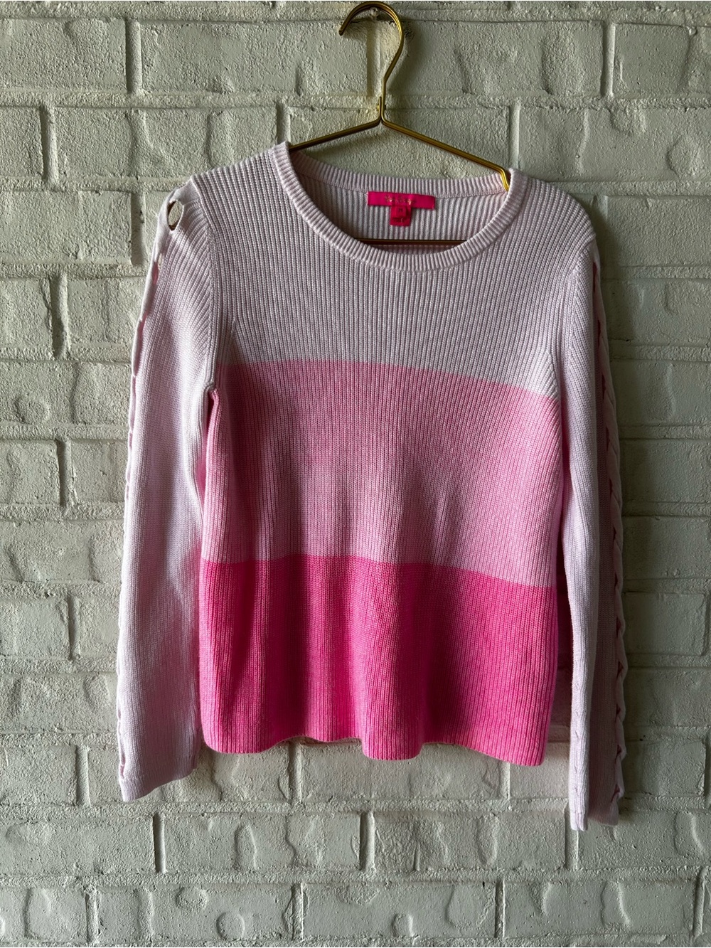 RARE Lilly Pulitzer Cortina Stripe Sweater Pink Ombré Cotton Top Size Small